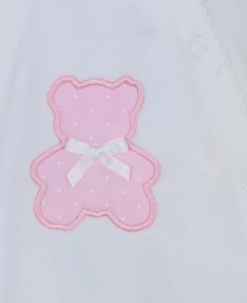 Polka Dot Teddy Sleepsuit Pink