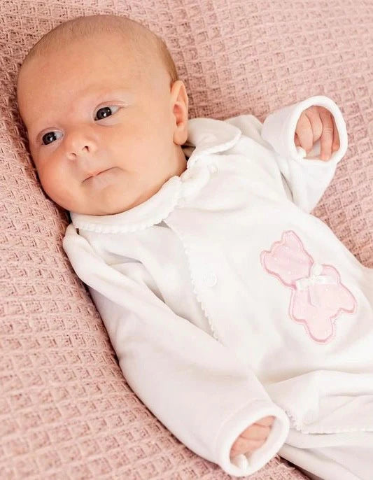Polka Dot Teddy Sleepsuit Pink